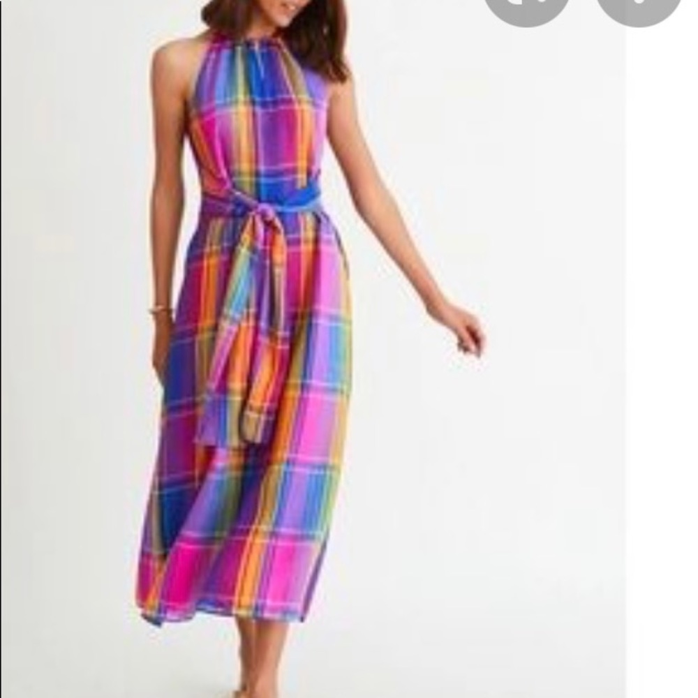 Madras plaid summer dress. Light and airy. Sz 14. Ann Taylor